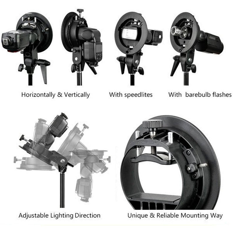 Godox S-type Bracket Bowens Mount Holder for Speedlite Flash Snoot Softbox Beauty Dish Reflector Umbrella