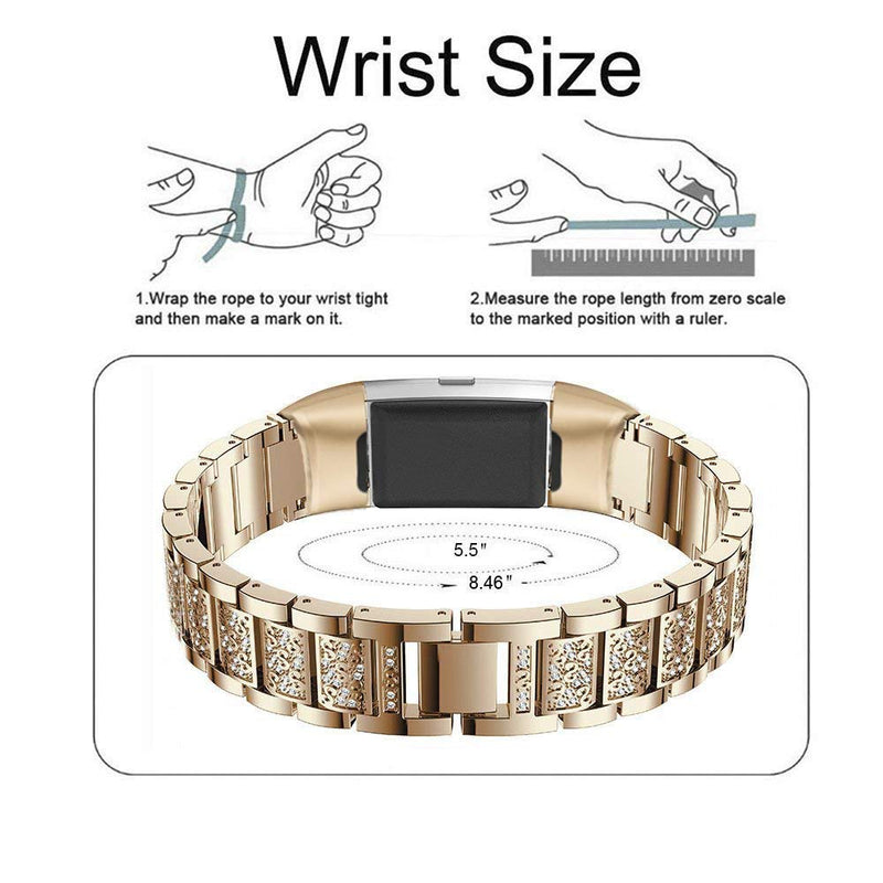 For Fitbit Charge 3 Band, Aottom Fitbit Charge 3 Bands Stainless Steel Women Rhinestone Diamond Replacement Band Metal Wirst Bands Jewelry Bracelet for Fitbit Charge 3 Fitness Accessories Rose Gold