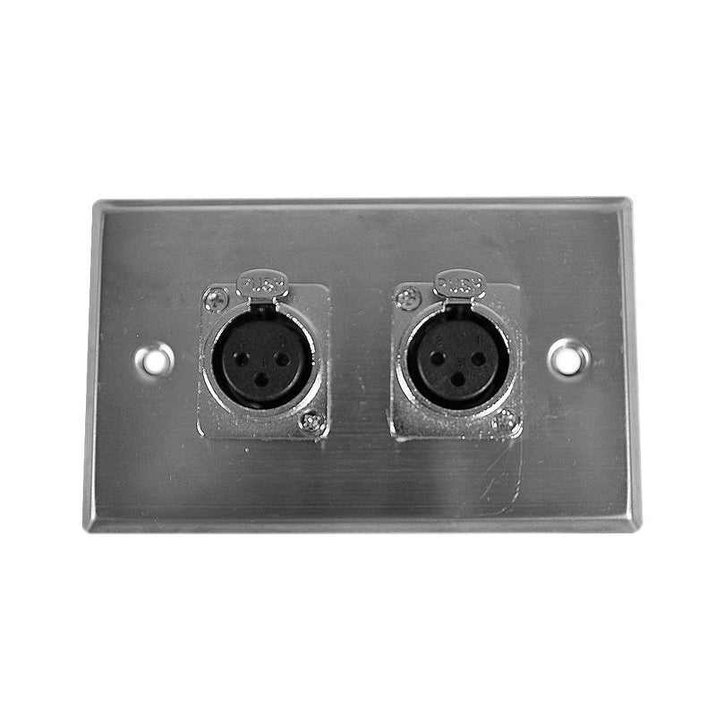 [AUSTRALIA] - Seismic Audio SA-PLATE28 Stainless Steel Wall Plate -Dual XLR Female Connectors for Cable Installation 