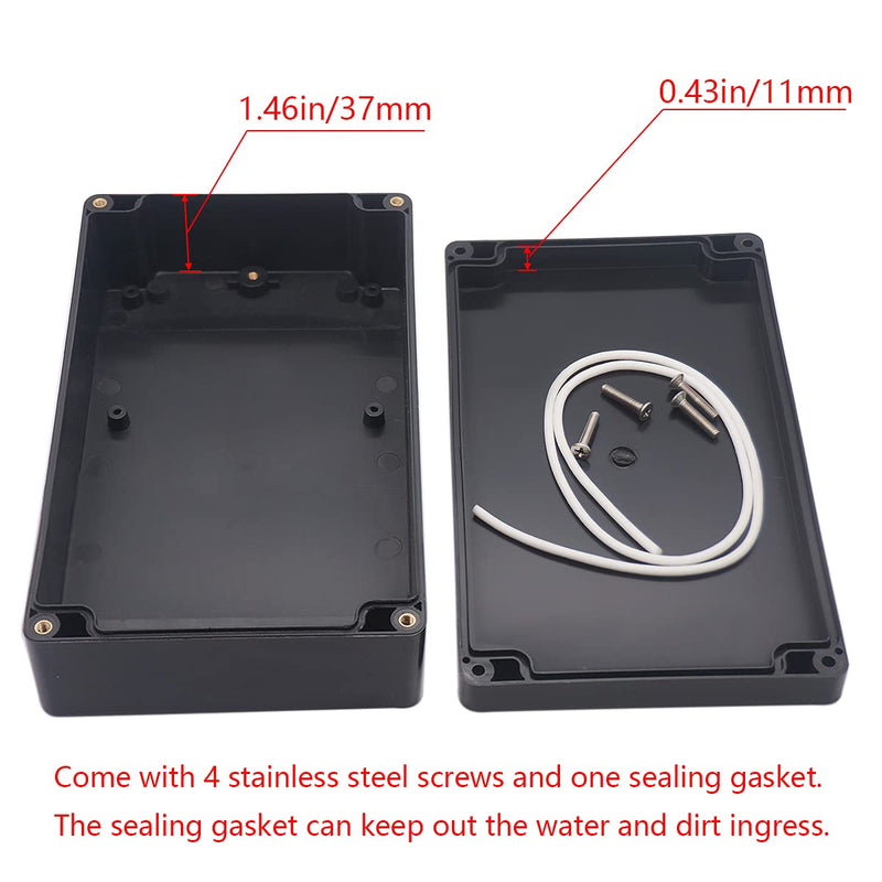Otdorpatio Project Box IP65 Waterproof Junction Box ABS Plastic Black Electrical Boxes DIY Electronic Project Case Power Enclosure 7.87x4.72x2.2 inch (200x120x56 mm) 7.87"x4.72"x2.2"