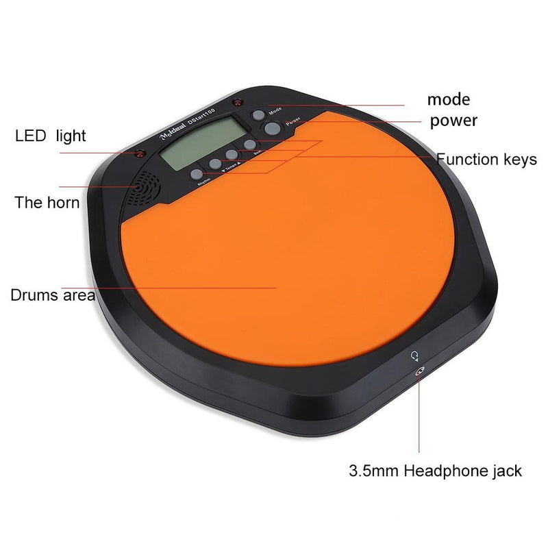 Drum Practice Training Pad, Digital Electronic Drum Training Pad Tempo Metronome with Earphone