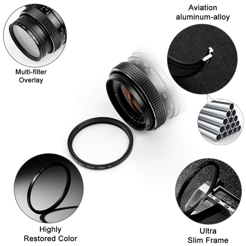 55mm Star Filter 3 Pieces Starburst Lens Filter(4 Points,6 Points,8 Points) with Centre Pinch Lens Cap for Nikon Sony Olympus Pentax Tarmon Sigma and Other DSLR Cameras + 3 Slot Filter Pouch 55mm