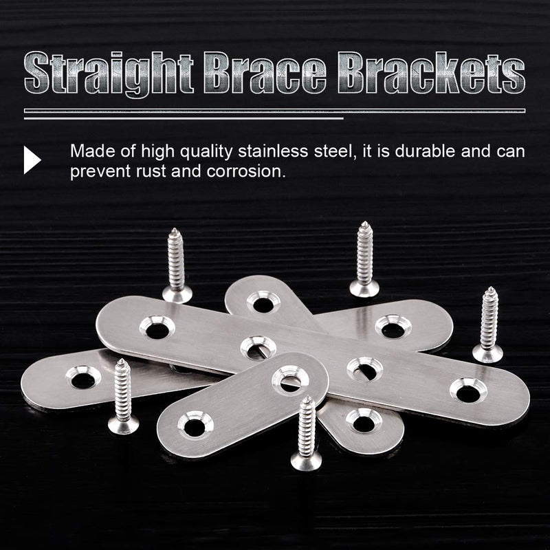 Glarks 35-Pieces 2 inch/ 3 inch/ 4 inch Stainless Steel Flat Straight Brace Brackets Mending Joining Plates Repair Fixing Bracket Connector and 80pcs Screws Set, Total 115pcs, Silver