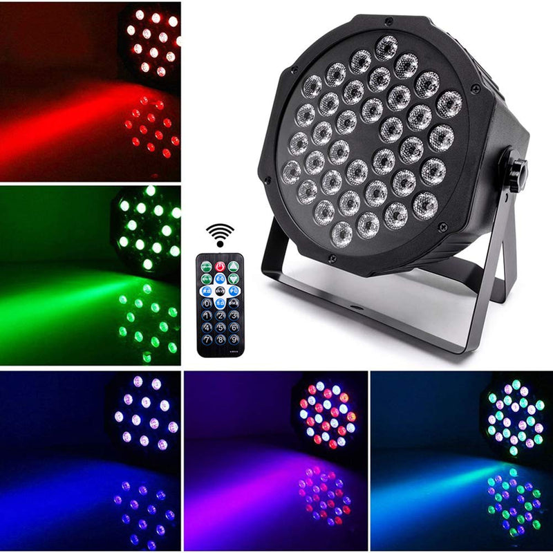 Stage Lights 36 Led Par Lights for Party Disco Wedding with Remote and DMX Control Sound Activated RGB Party Lights (1 Pack) 1 pack