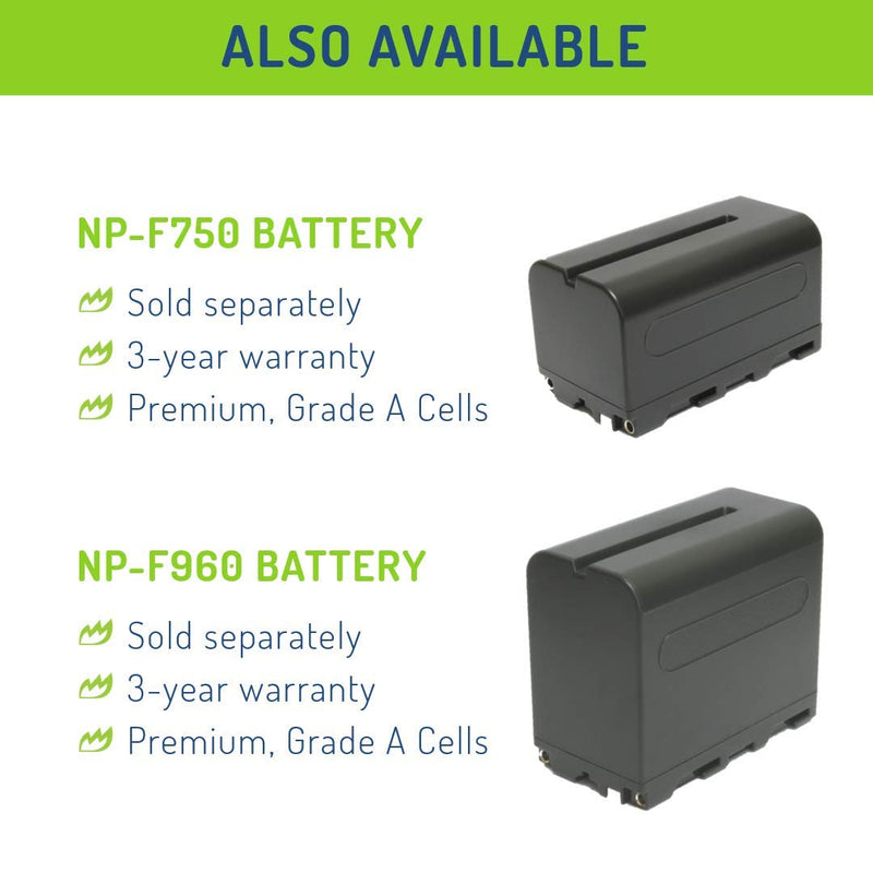 Wasabi Power Battery (2-Pack) and Dual USB Charger for Sony NP-F330, NP-F530, NP-F550, NP-F570 and CN-160, CN-216, CN126 Series (L Series) and Atomos Ninja V, Shinobi, Shogun 7