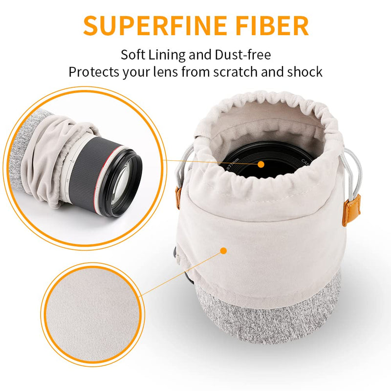K&F Concept Lens Pouch Bag, 2-in-1 Neoprene Lens Carry Case Compatible with Multiple Sizes Camera Lens 10 x 18cm