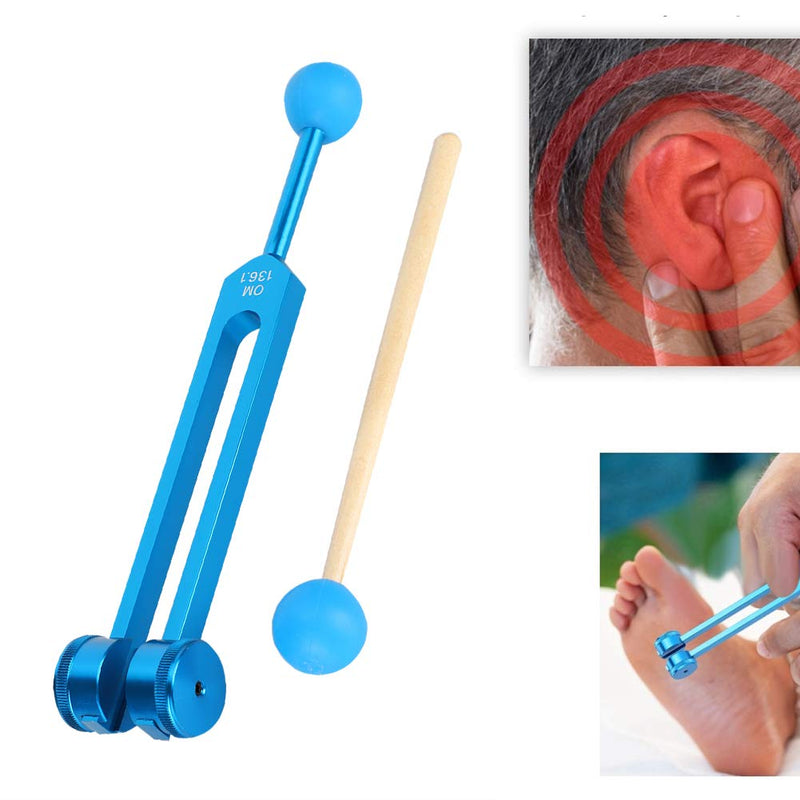 Canyita Tuning Fork, Non-Magnetic Aluminum Alloy 136.1Hz Yoga Tuning Fork With Massage Hammer, Suitable For Yoga Exercise And Massage At Home