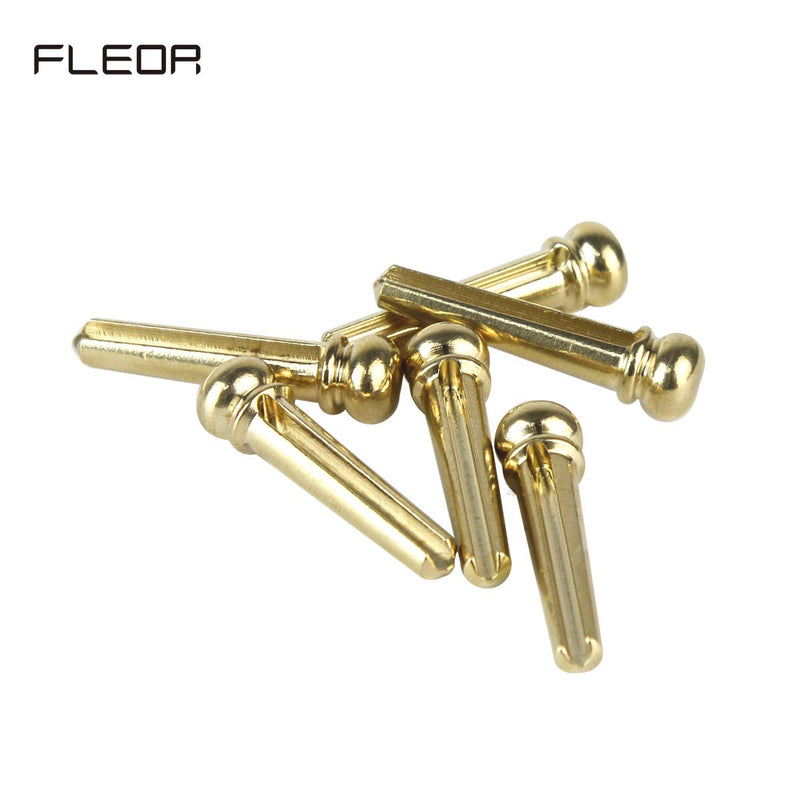 FLEOR 6pcs Guitar Bridge Pins Brass Acoustic Guitar End Pin Set