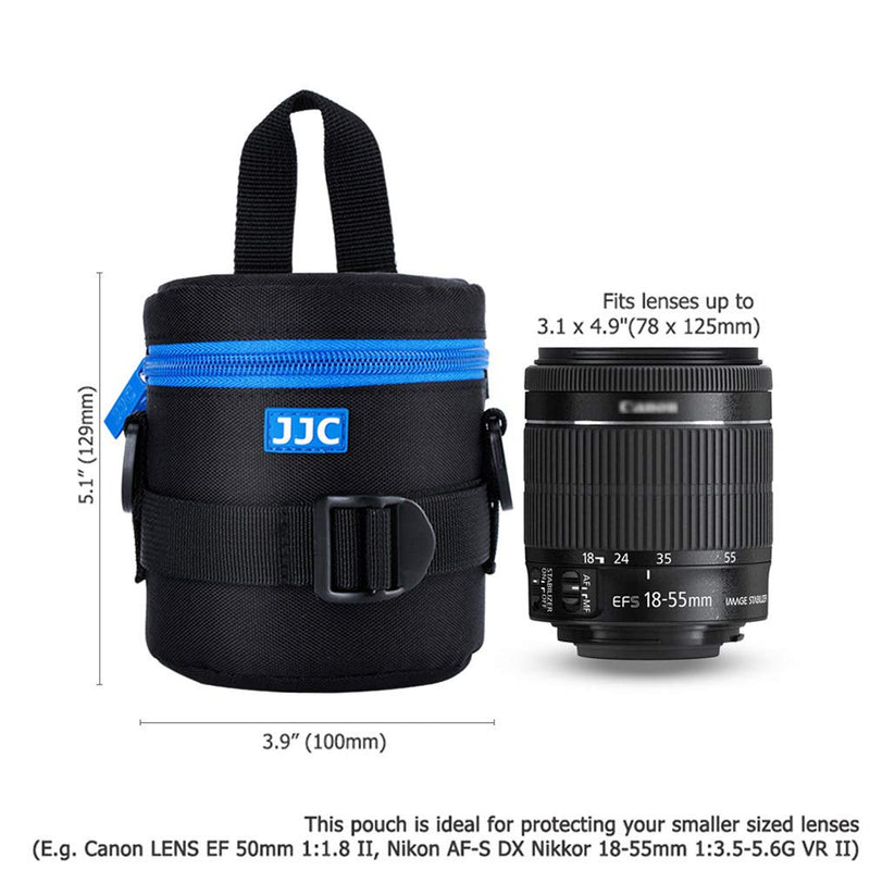 JJC Camera Lens Pouch Case for Canon EF-S 18-55mm EF 50mm Nikon AF-S 18-55mm Nikkor AF 50mm Fujifilm XF 16mm 23mm XC 15-45mm etc, Zipper Polyester Lens Protective Bag Interior Size 3.07x4.92” S