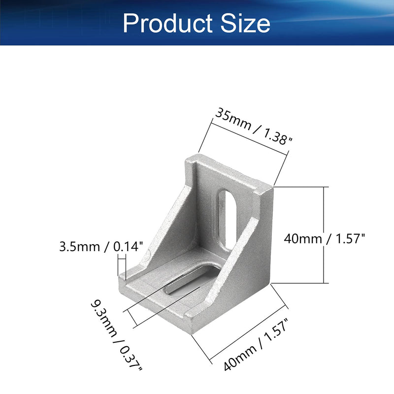 [AUSTRALIA] - Yinpecly Inside Corner Bracket Gusset Aluminum Alloy Interior Joint Bracket Suitable for 4040 Series with 8mm Slot Aluminum Extrusion Profile Silver Tone 4pcs 4040A Series 