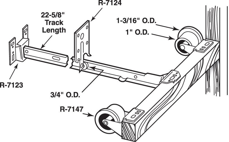 Prime-Line R 7137 Monorail Drawer Track Repair Kit, 22-5/8 inch, Steel Track and Guides with Plastic Wheels