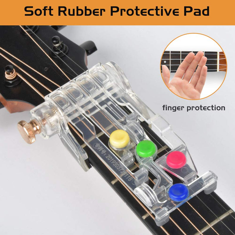 Guitar Beginner One-Key Chord Assisted Learning Tools Classical Chord Guitar Practice Tool for Adults Children Trainer Instructor, Just Press Buttons and Play(with 14 Finger Picks)