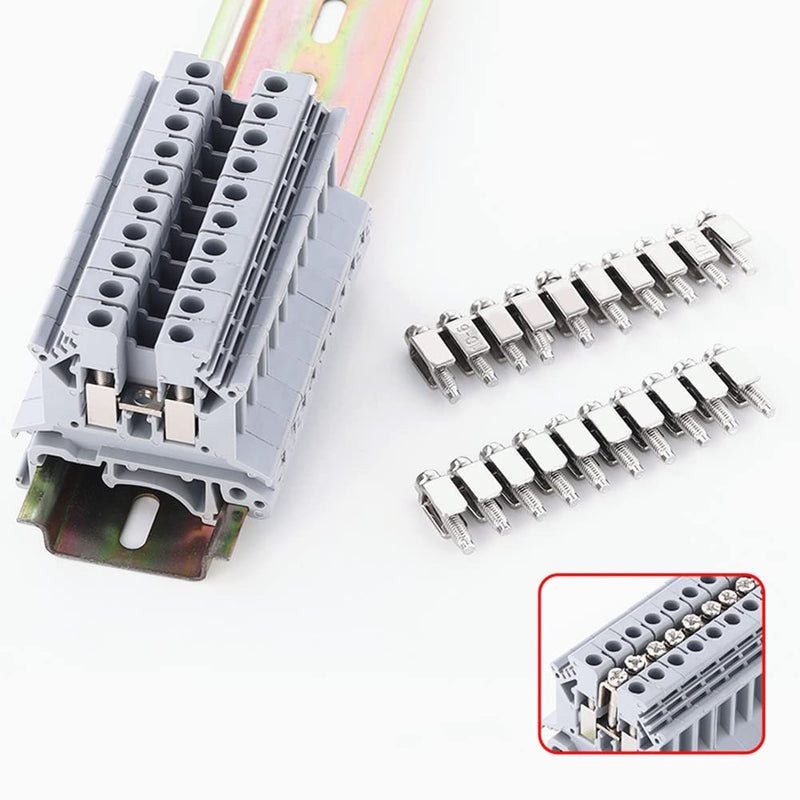10 Pcs FBI-10-6 Fixed Bridge Jumper 10 Pole for DIN Rail Terminal Block, Insert-Pull Bridging Fit for UK2.5B UK5N FBI-10-6 [Fixed]