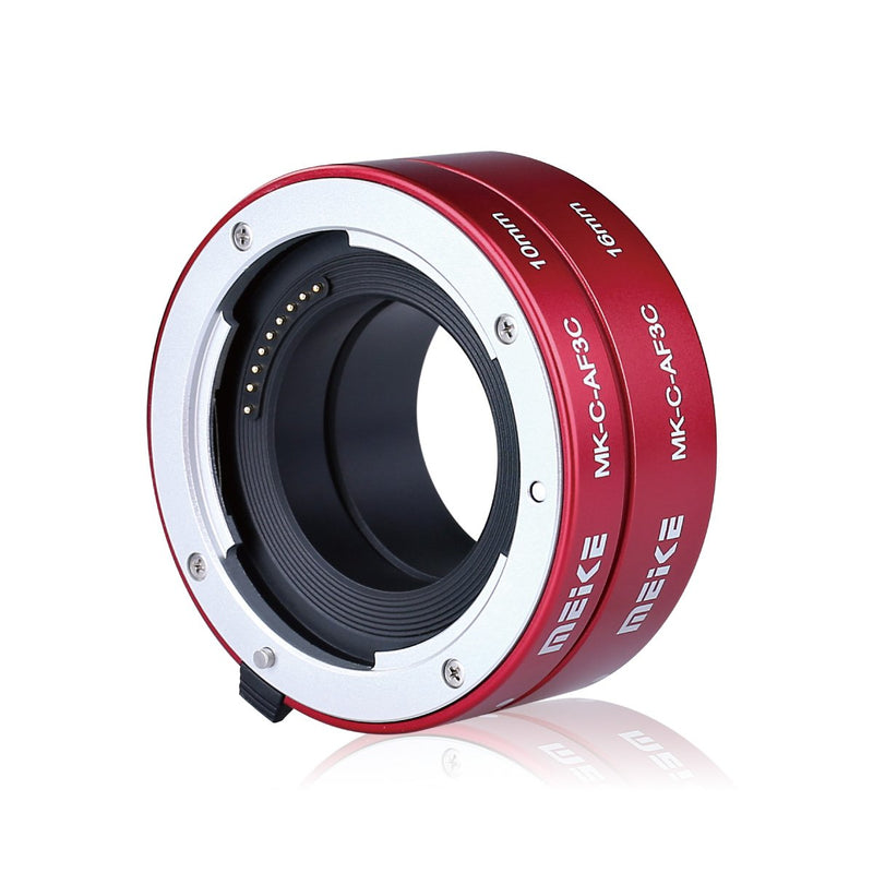 MEIKE MK-C-AF3C-Red Auto Focus Macro Metal Extension Tube Adapter for Canon EOS -M Bayonet Mirrorless Camera(10MM 16MM only use or Combination) EOS-M M2 M3 M5 M6 M10 M50 M100 M200 M6 Mark II