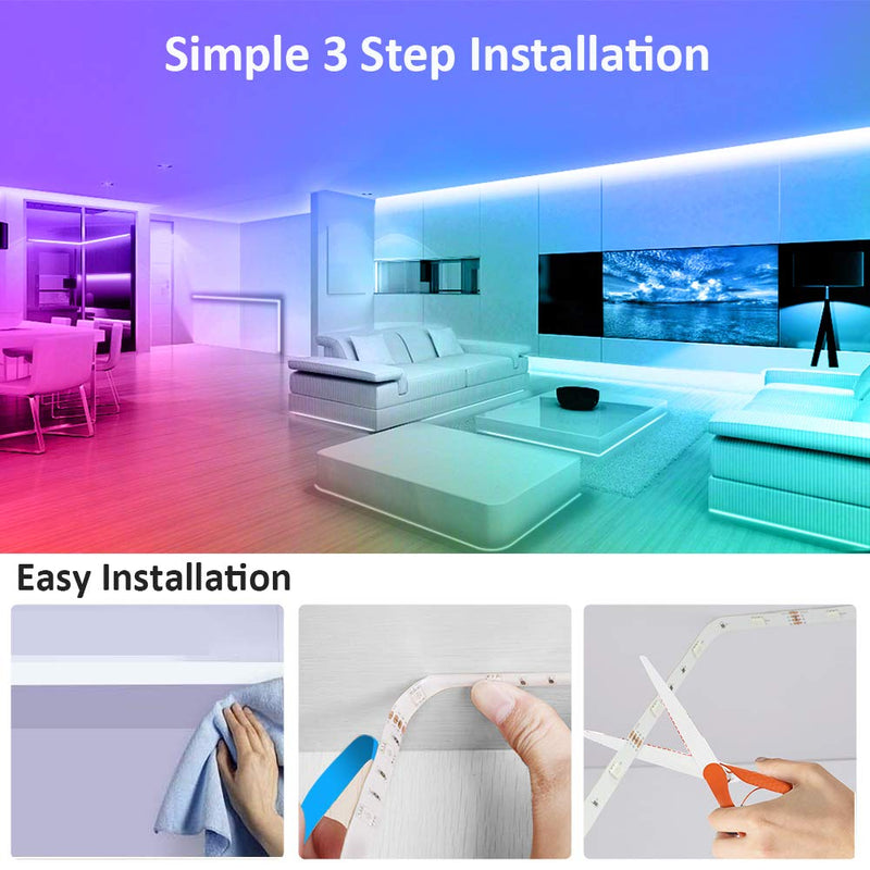 [AUSTRALIA] - JESLED Bluetooth LED Strip Lights for Bedroom, 16.4 ft 5050 RGB LED Light Strip with RF Remote, Sync to Music, Color Changing Rope Lights for TV, Party, Home Decoration 16.4FT 