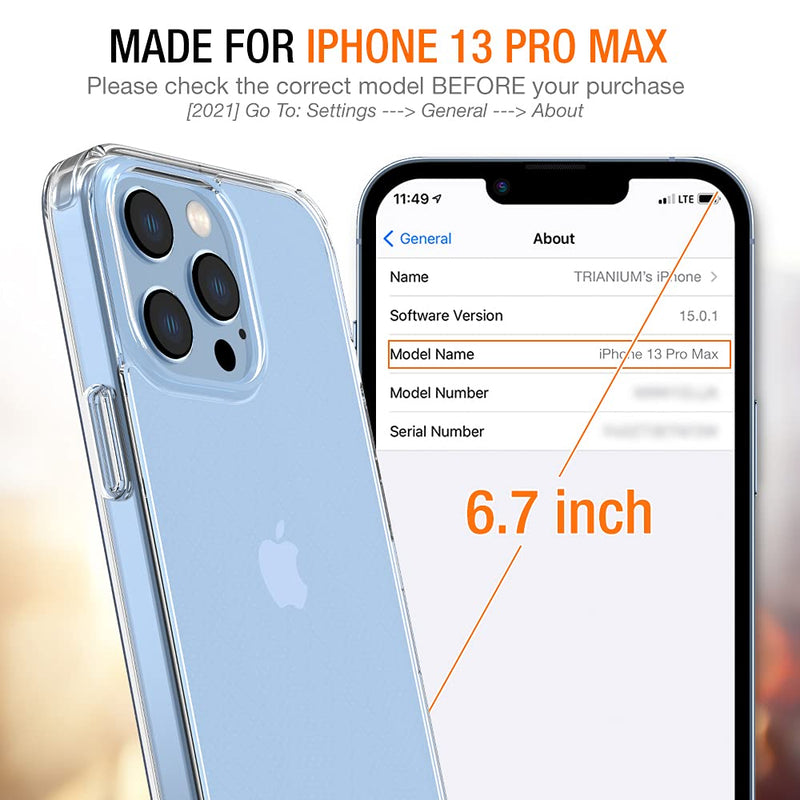 Trianium Case Compatible with iPhone 13 Pro Max 2021 (6.7 inch), Clarium Series Protective TPU Hybrid Cushion Rigid Cover