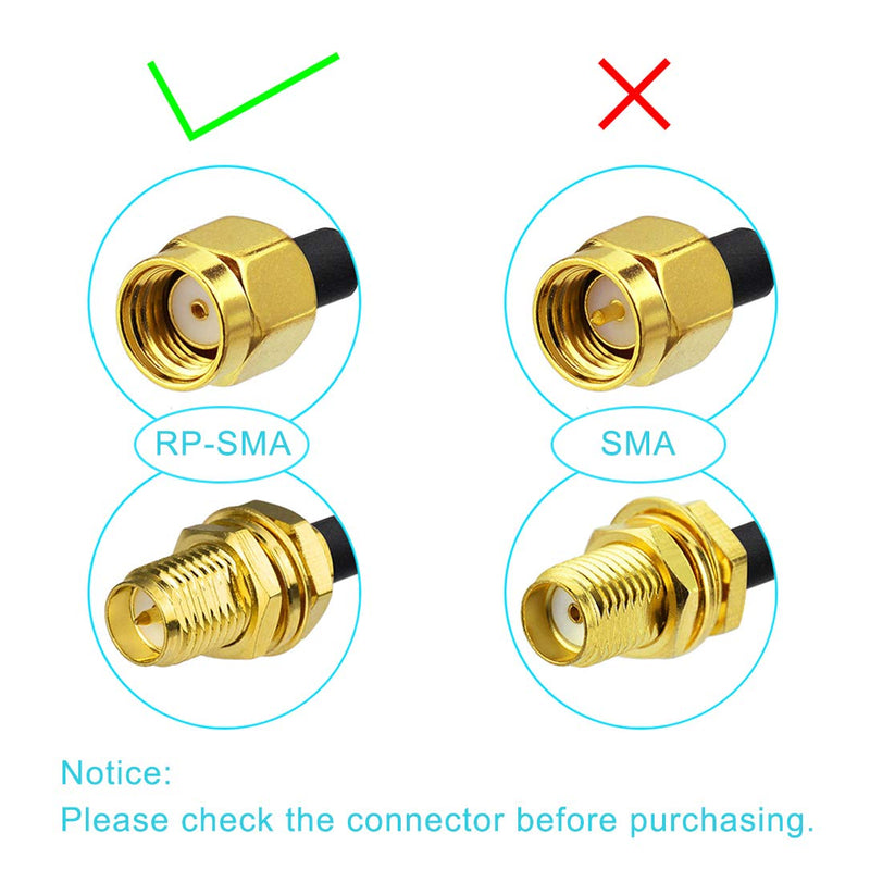 Bingfu RP-SMA Male to RP-SMA Female Bulkhead Mount RG174 WiFi Antenna Extension Coaxial Cable 20 feet for WiFi Router Wireless Network Card USB Adapter Security IP Camera Lora LoraWAN Gateway Hotspot 20 feet / 6m