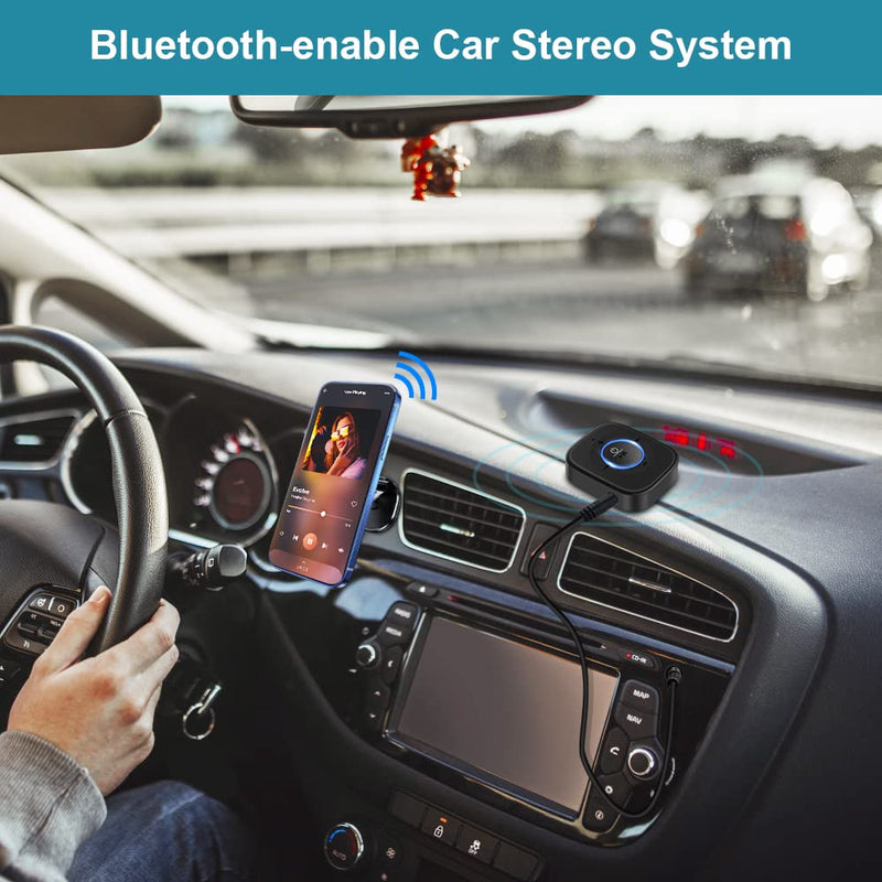 Golvery Bluetooth Receiver for Old Speaker with Latest Bluetooth V5.3, 20-Hour Battery Life, Handsfree Calls, Dual Connection to 2 Cell Phones, Built-in Microphone, for Wired Headphones, Home Stereo Black(J207)