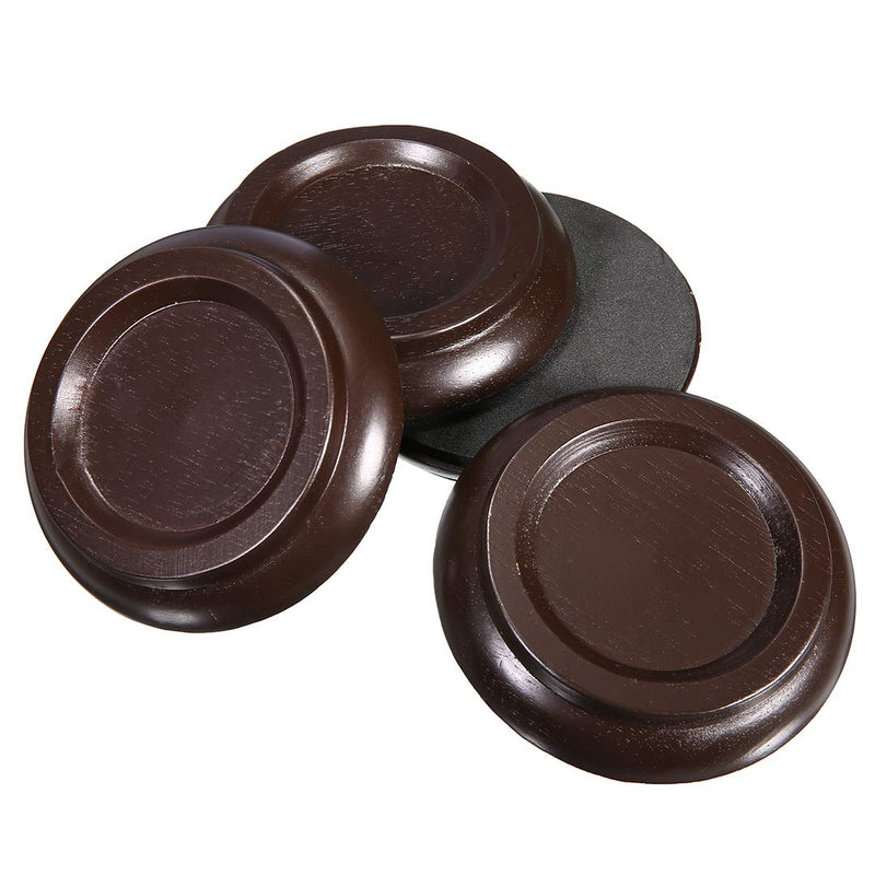 Piano Caster Cups,Piano Floor Wood Protector,Piano Caster Pads Non-Slip & Anti-Noise Foot for Piano,4 Cups Brown