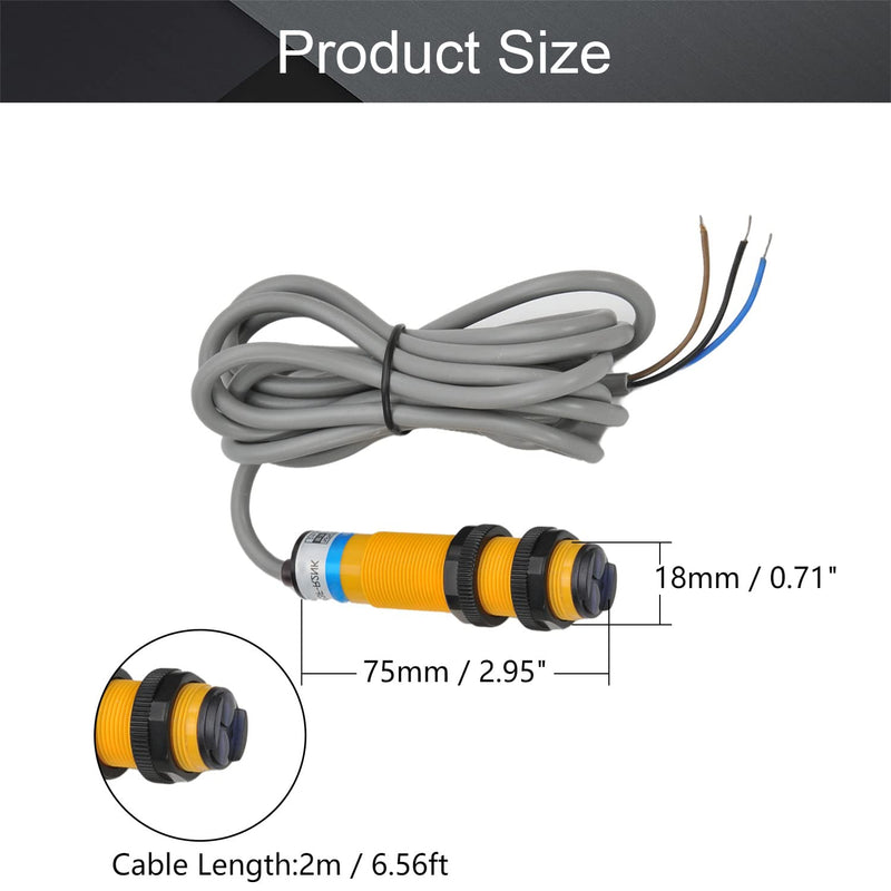 Fielect Photoelectric Sensors Specular Reflection Photoelectric Sensor Switch 200MA Detection Distance 2M 3 Wires E3F-R2NK 1pcs Models : E3F-R2NK