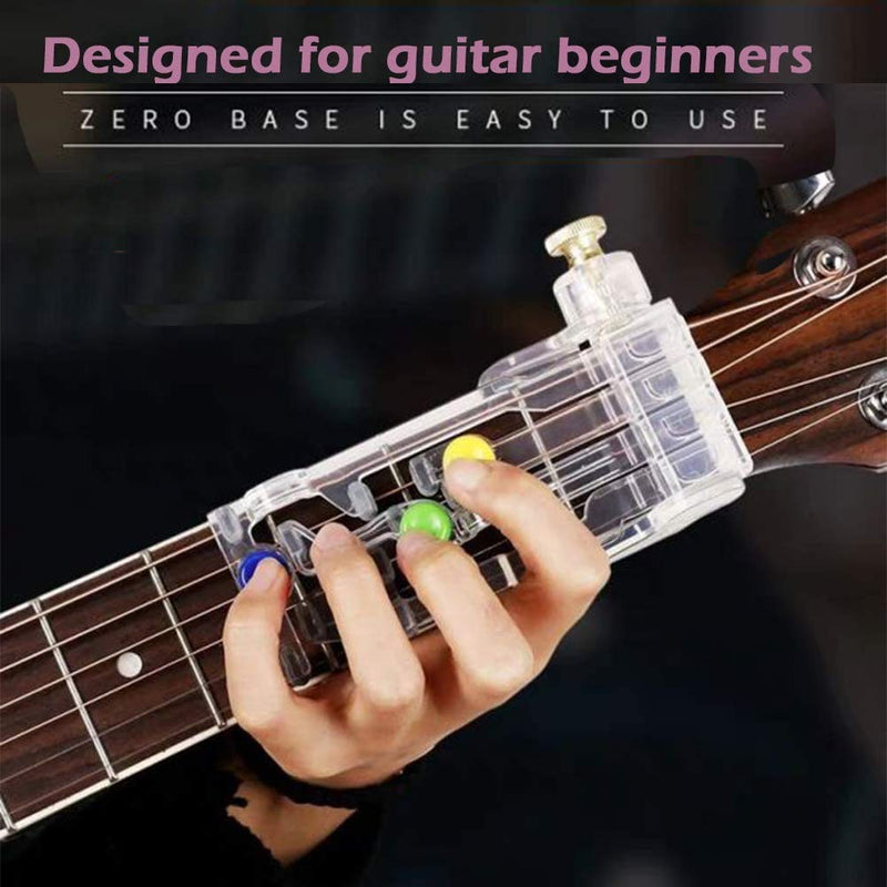 Guitar Beginner One-Key Chord Assisted Learning Tools，Guitar Learning System, Classical Chord Guitar Practice Aid Tool for Adults & children Trainer Beginner, (with 4 Finger Protectors+2 Picks)