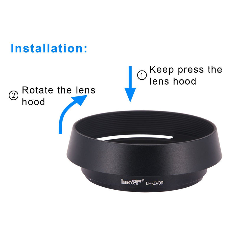 Haoge LH-ZV09 Round Metal Lens Hood Compatible with Carl Zeiss C Biogon T 4.5/21 21mm f4.5 ZM, C Sonnar T 1.5/50 50mm f1.5 ZM Lens Round - Black