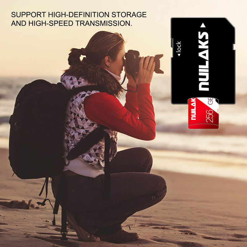 256GB MicroSD Card Class 10 with SD Card Adapter High Speed Micro SD Memory Card/Memory Cards for Camera, Phone, Computer, Dash Came, Tachograph, Tablet, Drone