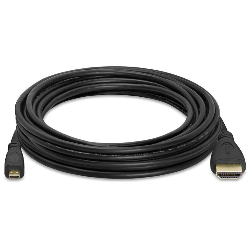 [AUSTRALIA] - Cmple - Micro HDMI to HDMI Cable Adapter Male to Male High Speed Supports 3D 4K 60Hz 1080P Ethernet Audio Return 15 Feet 15FT Black 