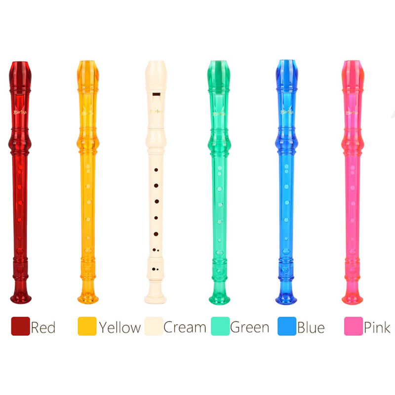 Soprano Descant Recorder 8 Hole-3 Piece Kids Crystal Music Flute w/Cleaning Rod Bag Instruction Blue
