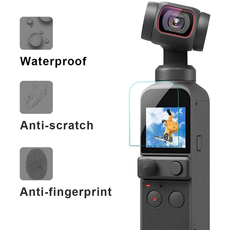 [4 pack] Lens+LCD Screen Protector Appliable for DJI Osmo Pocket 2 Camera, PCTC osmo pocket accessories 0.3mm 9H Hardness Ultra-Clear Tempered Glass Protector Film Guard Full Coverage Edge to Edge for DJI Osmo Pocket II Action Camera