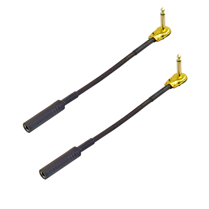 WJSTN Right Angle 6.35 mm Male to 6.35 Female Adapter Gold Plated ¼ inch ts to ts Pancake Type Connectors Cable for Speaker Patch Guitar (TS Male to TS Female) TS Male to TS Female