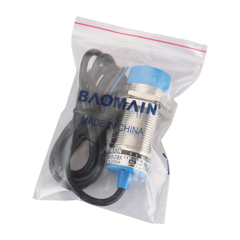 Baomain M30 Non-Embedded Inductive Sensor Switch LJ30A3-15-Z/BX Cylindrical Type DC 10-30V 3 Wire NPN NO(Normally Open) CE