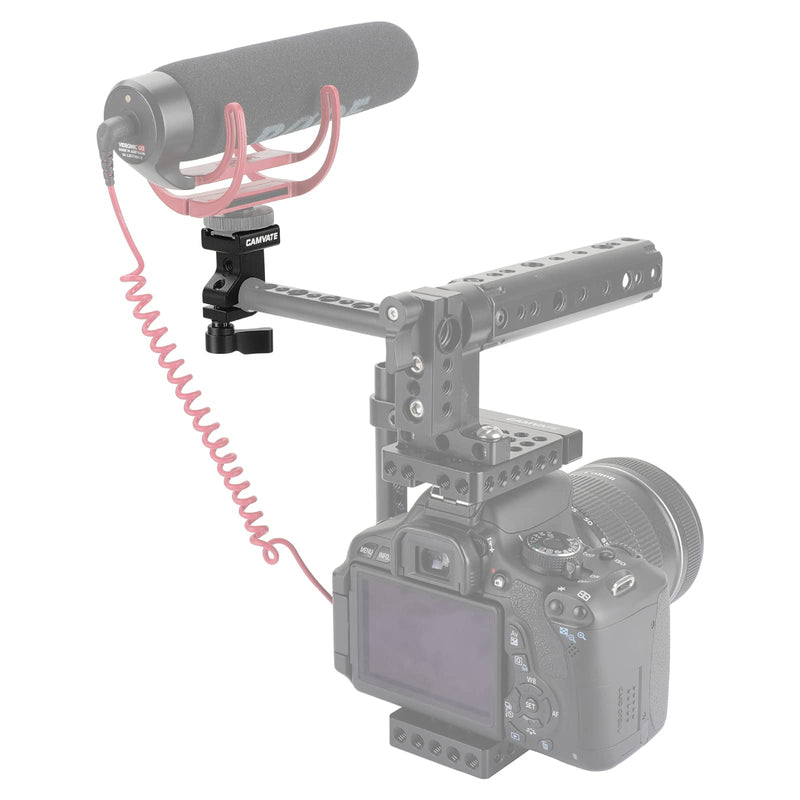 CAMVATE 15mm Side Single Rod Clamp with Cold Shoe Mount Adapter for Camera Accessories(Black)