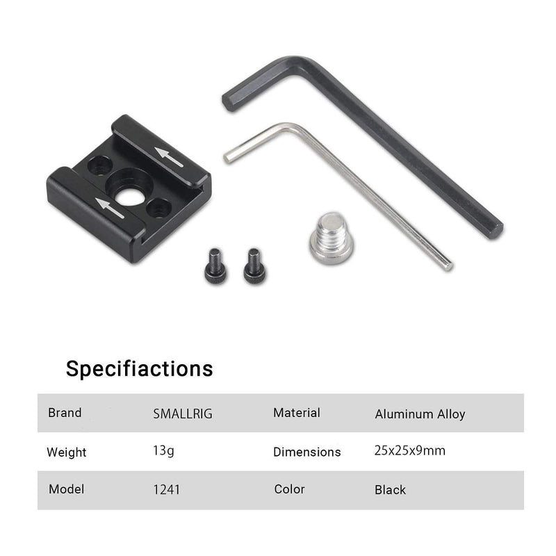 SMALLRIG Cold Shoe Mount Adapter with 1/4’’ Thread Hole for Camera and Camcorder Rigs – 1241 Cold Shoe 1241