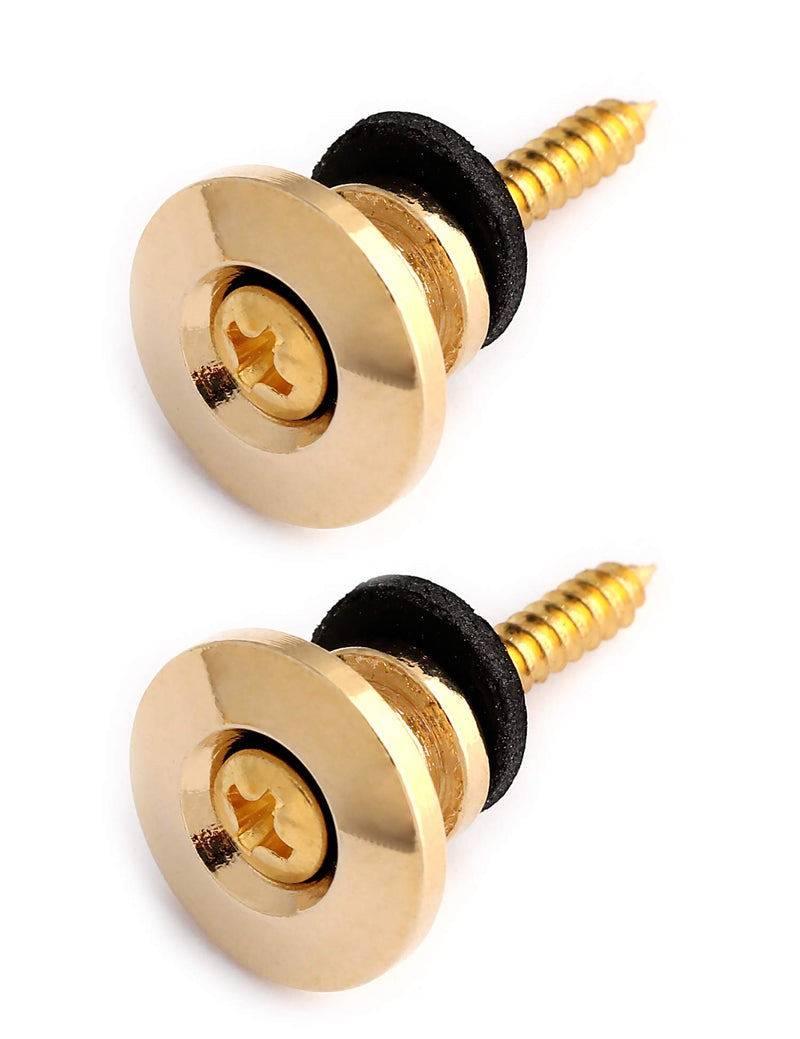 Metallor Guitar Strap Locks and Buttons End Pins with Mounting Screws and Washers for Electric Guitar Bass Acoustic Guitar Ukulele Mandolin Gold.