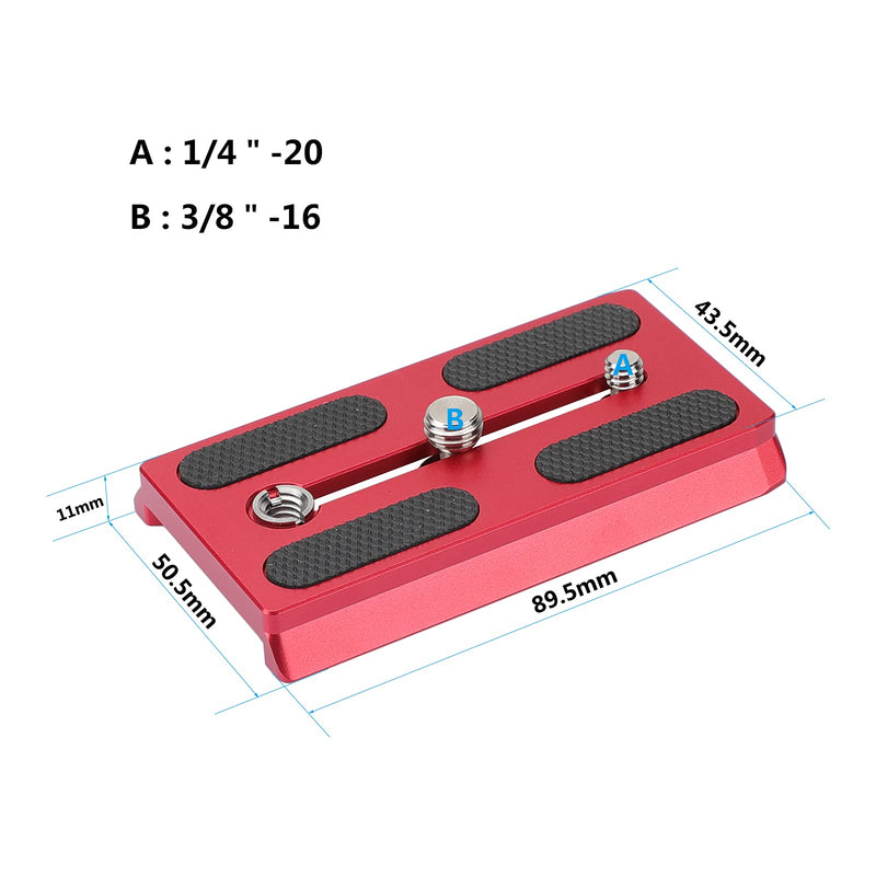 CAMVATE Camera Quick Release Plate with 1/4" & 3/8" Threads Compatible with 577/ 501/ 504/ 701 Tripod(Red) - 2886