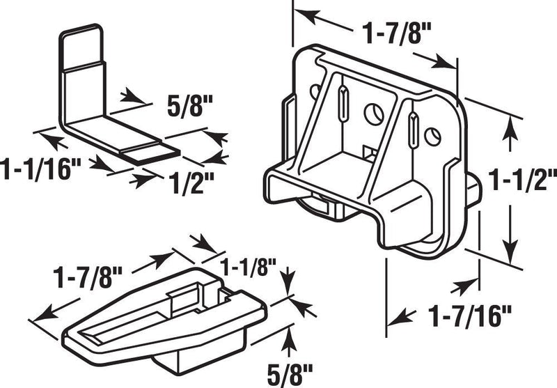 Prime-Line R 7321 Drawer Track Guide and Glides - Replacement Furniture Parts for Dressers, Hutches and Night Stand Drawer Systems (Pack of 6)