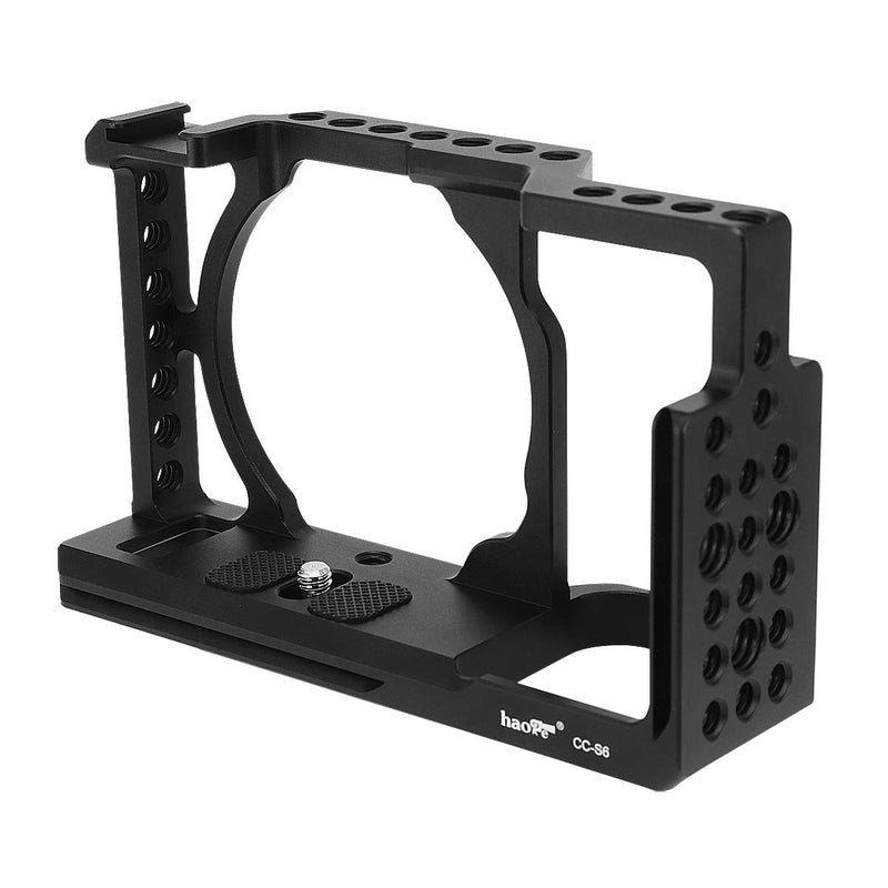 Haoge CC-S6 Camera Cage for Sony Alpha a6500 a6400 a6300 a6000 ILCE-6500 ILCE-6400 ILCE-6300 ILCE-6000 4K Digital Mirrorless Camera Built-in Cold Shoe, Arca Swiss Plate and NATO Rail