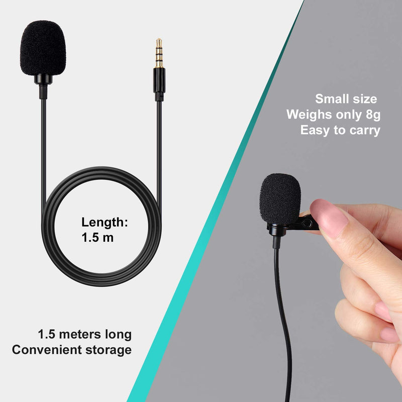 Lavalier Clip on Microphone - Daffodil MCP100B - 3.5mm Aux Mini Hands-Free Lapel Microphone for Mobile Phone,PC, Camera, Laptop