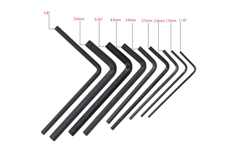 XtremeAmazing 9pcs Guitar Bass Neck Bridge Screw Adjustment Truss Rod Wrench Repair Tool Set Kit 1.5mm / 2.0mm / 2.5mm / 3.0mm / 4.0mm / 5.0mm, 1/20'', 1/8'', 3/16''