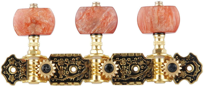Mr.Power Guitar Tuners Machine Heads 3+3 Set Tuning Keys Machine Pegs for Classical Guitar(Black Style, Agate Color Button) Black Style