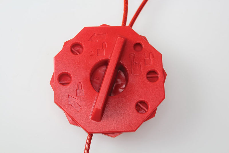 Accuform KDD637 STOPOUT Twist 'n Lock Cinch Lockout Hasp with 6-ft. Red Plastic-Coated Steel Cable, Polycarbonate, Red