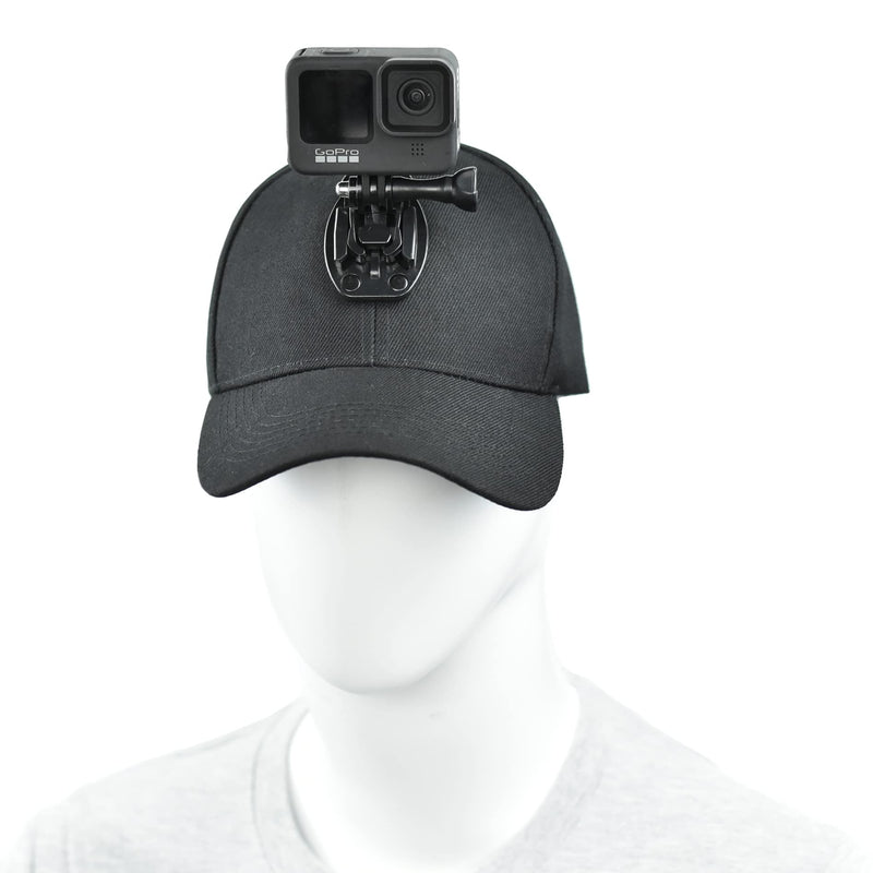 VGSION Baseball Cap with Camera Holder Head Mount for DJI Action 2 Compatible with Insta360 One X2 / One RS / One R / GoPro Hero 10 / Hero 9 /8/7/6/5/4/3 Plus/3/DJI OSMO Action Cameras