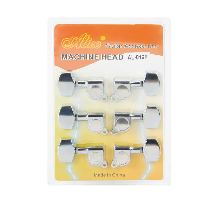 Alice Guitar Tuning Pegs Chrome-Plated Single Sealed Machine Head 6Pcs 3L3R for Acoustic Guitar and Electric Guitar