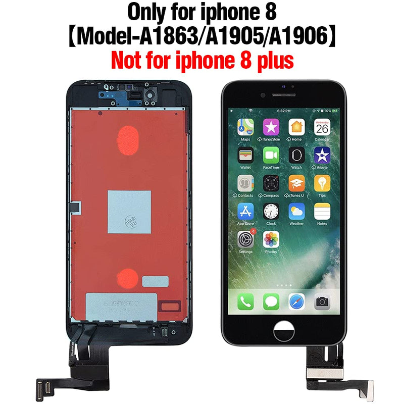 QTlier for iPhone 8 Screen Replacement, LCD Display Touch Screen Digitizer Assembly with Repair Tools+Adhesive Strips+Screen Protector for A1863, A1905, A1906 (Black, 4.7 Inch) Black