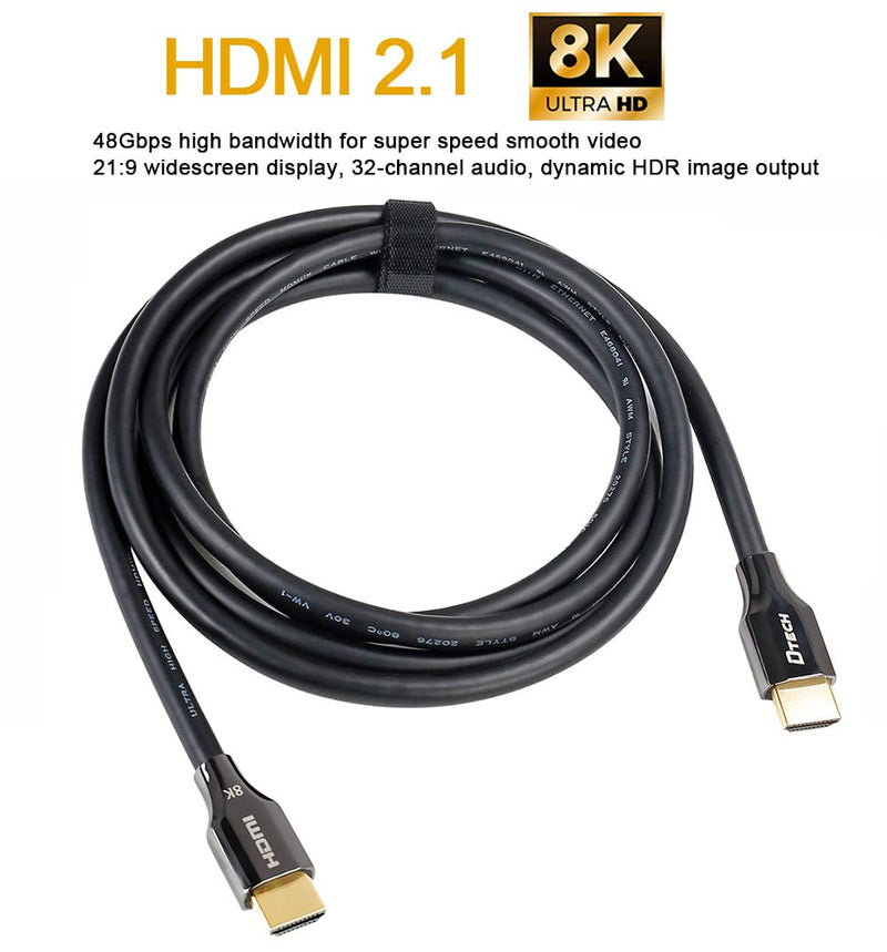 DTECH 3m 8K HDMI Cable Ultra HD 4K 120Hz 8K 60Hz HDR eARC 48 Gbps YUV 4:4:4 HDMI 2.1 Male to Male Cord for Monitor Computer Laptop (3 Meter, Black) 9.8ft/3m