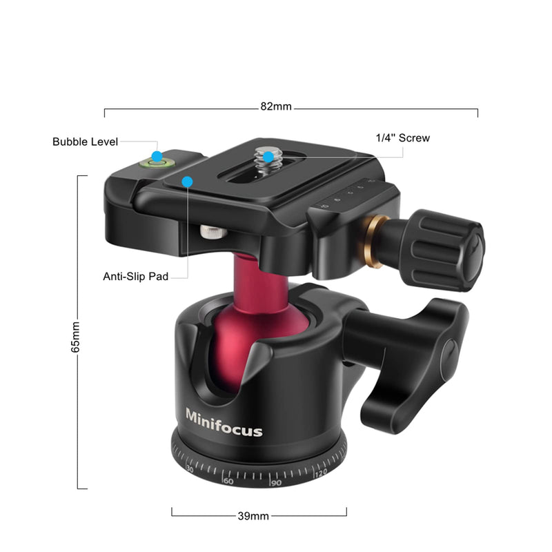 Camera Panoramic Tripod Ball Head Mount with Arca Swiss QR Plate Max Load 22lbs 360° Rotating 90° Tilting Fine Tuning Damping Tripod Head for DSLR Camera Camcorder Monopod Slider
