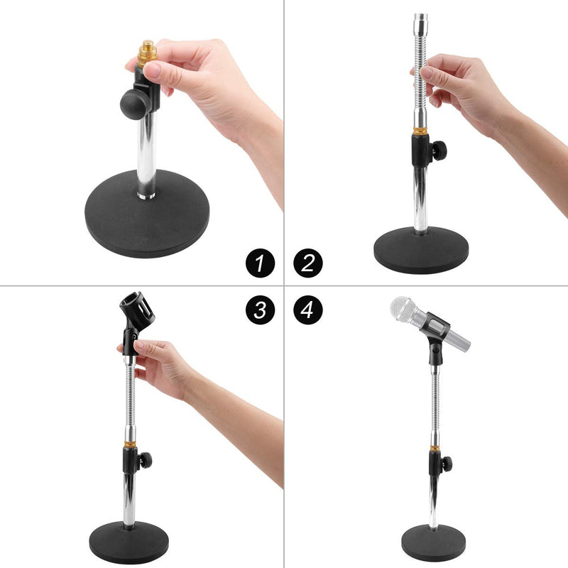 [AUSTRALIA] - Eison Microphone Stand Desk Mic Stand Desktop Microphone Stand Adjustable Tabletop Microphone Stand with Gooseneck Mic Clip 5/8" Male to 3/8" Female Screw for Blue Yeti Snowball Christmas gift 