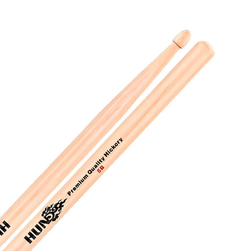 HUN Drumsticks, 5B American Hickory Drum Sticks,Teardrop Wood Tip,Snare Drum Sticks for Professional Drummers,2 Pairs 5B-2Pairs hickory Natural