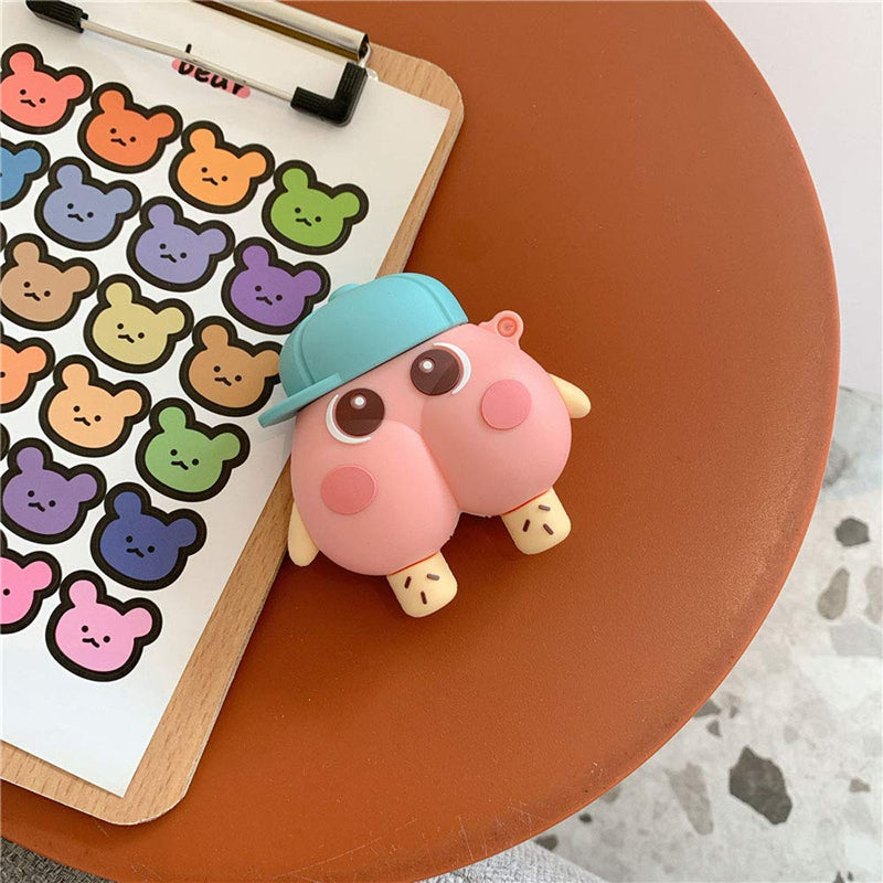 TOUBN Creative Airpods Charging Case Suitable For Airpods 1 & 2, Cute Hat Short Leg Monster Design Soft Silicone Full Protective Cover, Creative Attractive Wireless Headset Accessories Airpods 1, 2